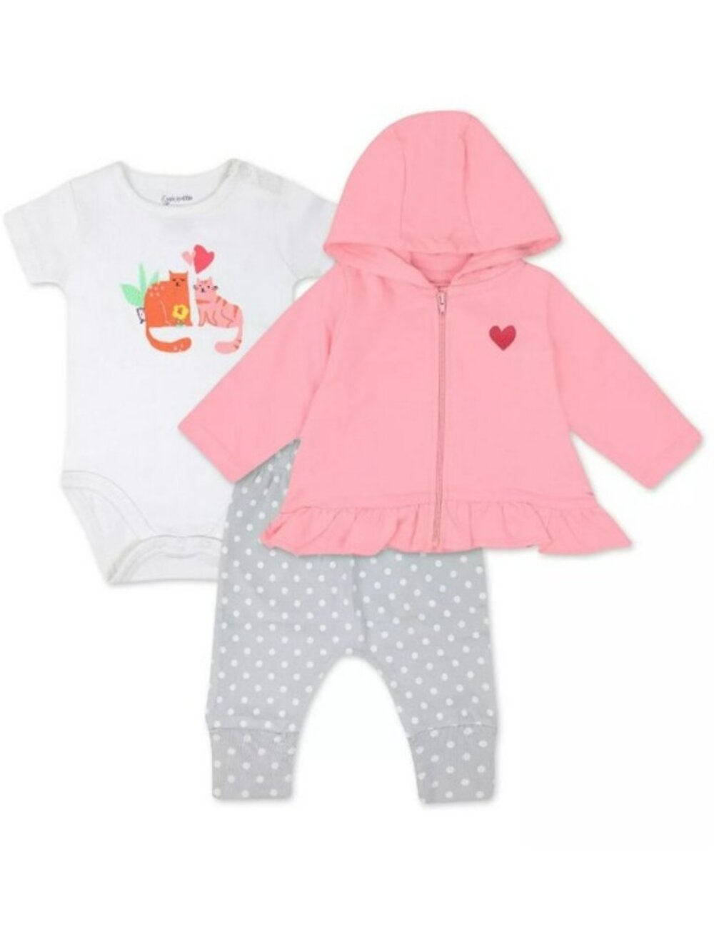 NWT. MAC & MOON Baby Girls Pink Heart Hoodie 3-pc Set